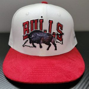 NWOT Chicago Bulls BMO Harris Patch White Felt Flat Bill Snapback Textured Hat